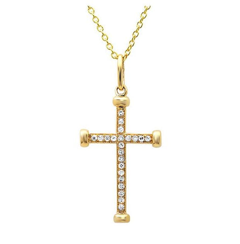 0.08 Ctw 14k Yellow Gold Diamond Cross Pendant Necklace With 18 Inch Chain