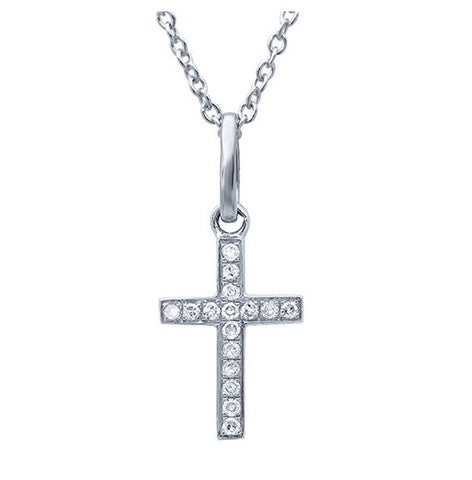 0.06 Ctw 14k White Gold Diamond Cross Pendant Necklace With 18 Inch Chain