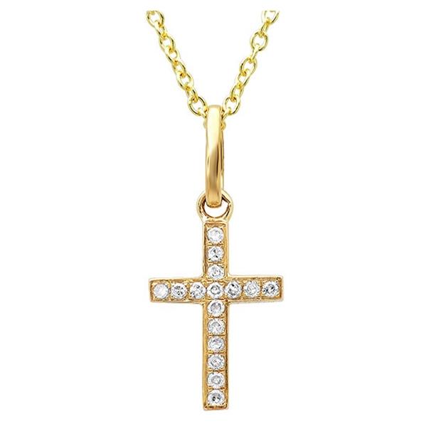 0.06 Ctw 14k Yellow Gold Diamond Cross Pendant Necklace With 18 Inch Chain