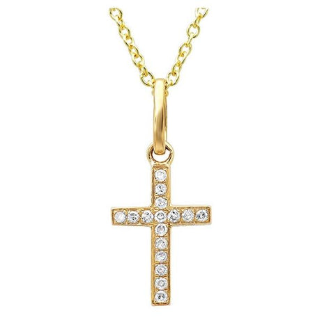 0.06 Ctw 14k Yellow Gold Diamond Cross Pendant Necklace With 18 Inch Chain