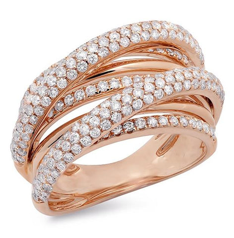 1.75 Ctw 14k Rose Gold Diamond Bridge Ring