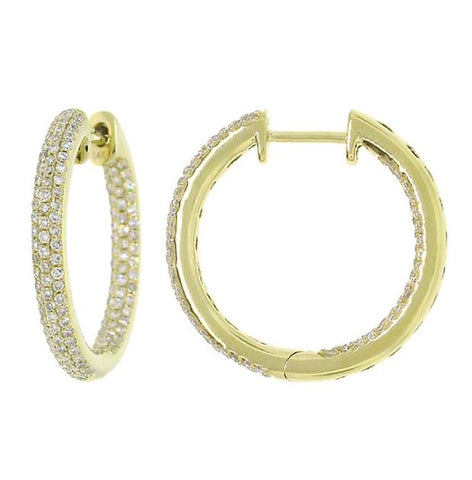 0.93 Ctw 14k Yellow Gold Diamond Hoop Earring