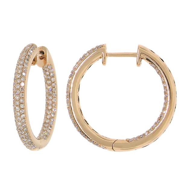 0.93 Ctw 14k Rose Gold Diamond Hoop Earring