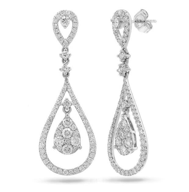 1.79 Ctw 14k White Gold Diamond Earring