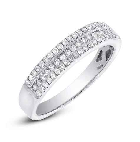 0.26 Ctw 14k White Gold Diamond Womens Band Size 5.5