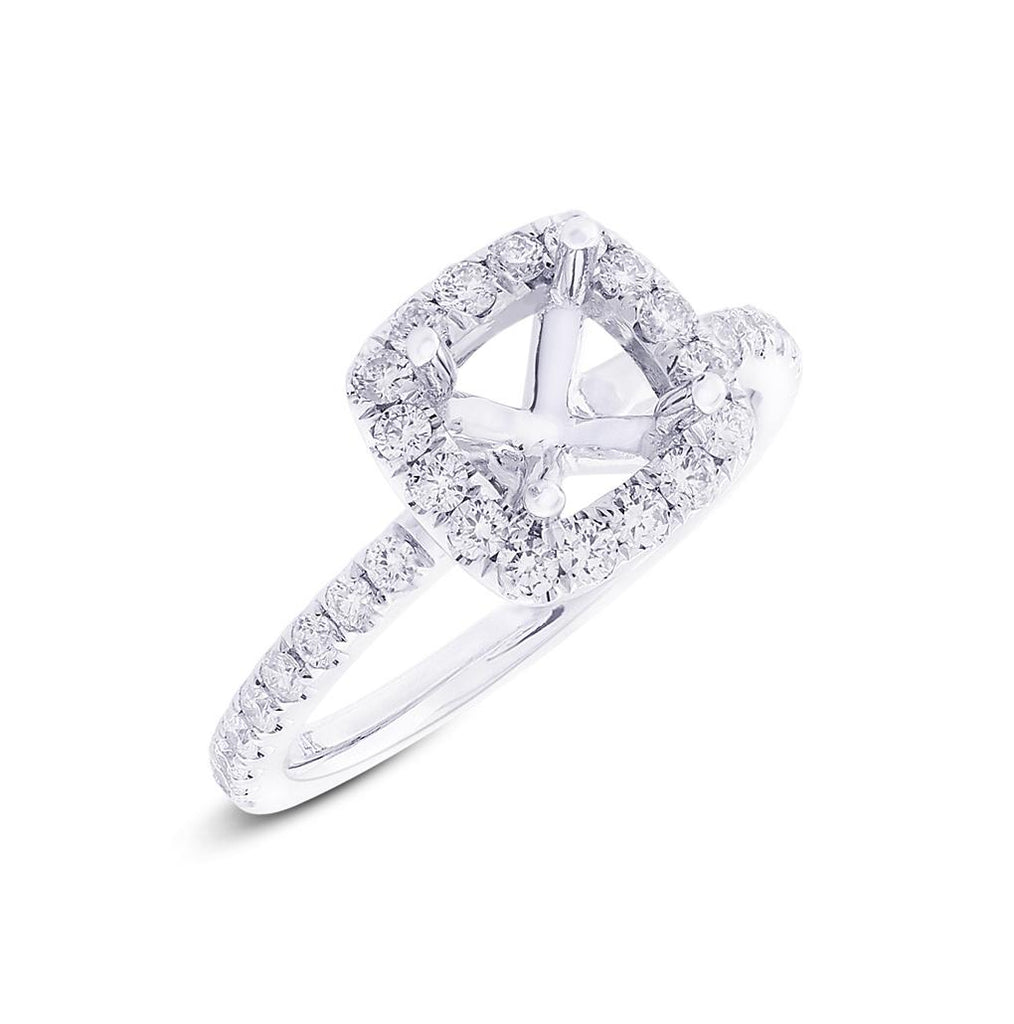 0.61 Ctw 14k White Gold Diamond Semi-mount Ring For 5.5x5.5mm Center