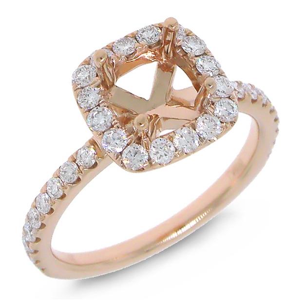 0.61 Ctw 14k Rose Gold Diamond Semi-mount Ring