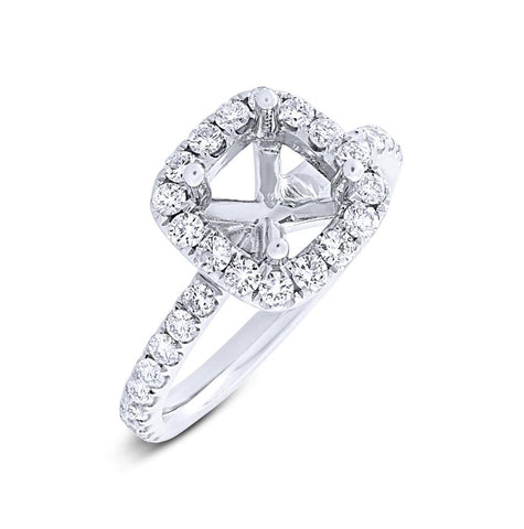 0.73 Ctw 14k White Gold Diamond Semi-mount Ring For 6.5x6.5mm Center