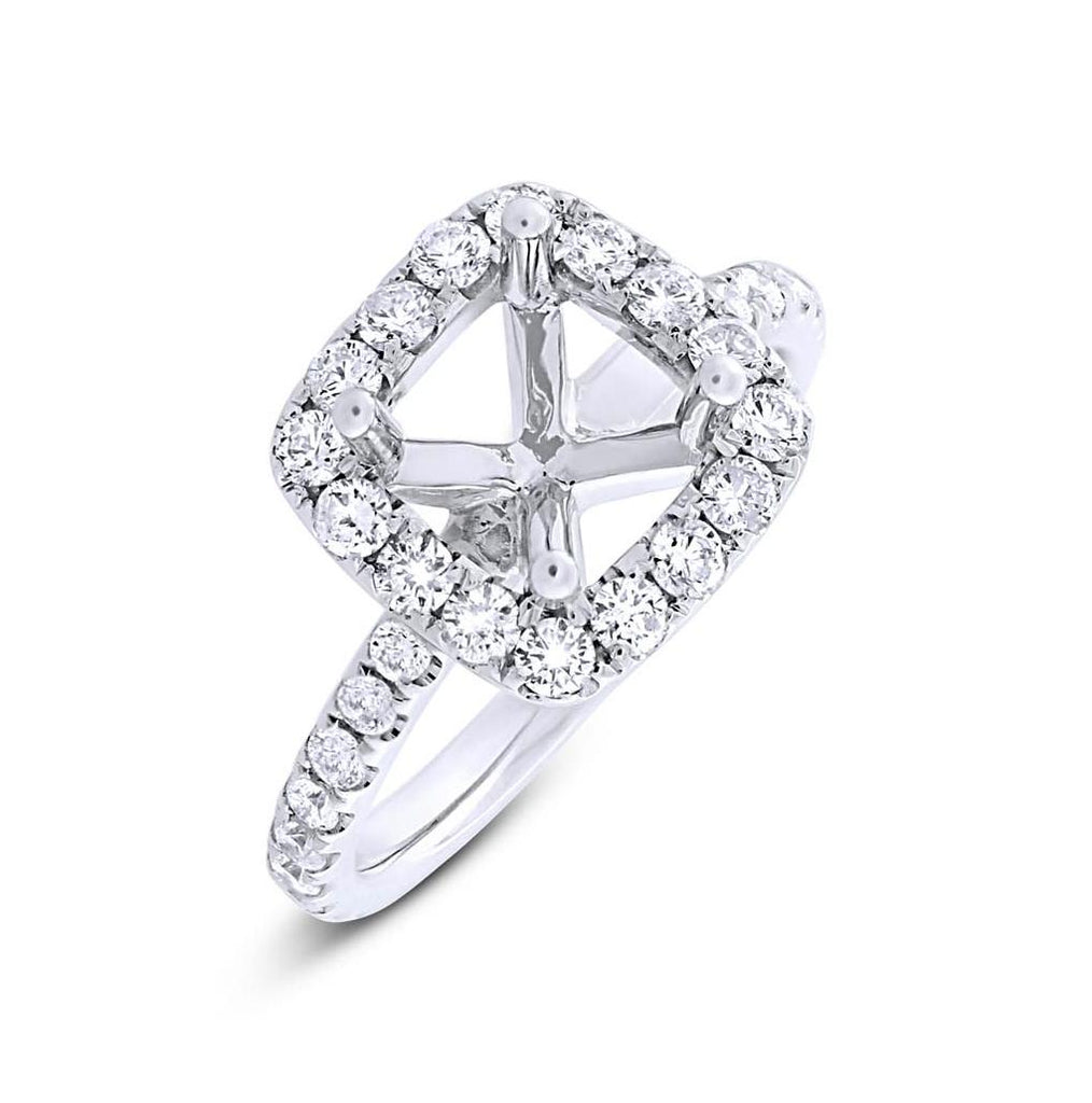 0.88 Ctw 14k White Gold Diamond Semi-mount Ring For 7x7mm Center Size 6