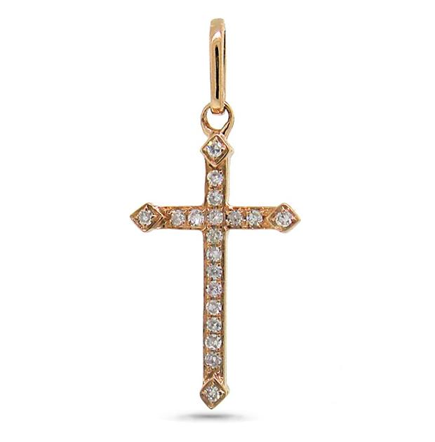 0.07 Ctw 14k Rose Gold Diamond Cross Pendant Necklace With 18 Inch Chain