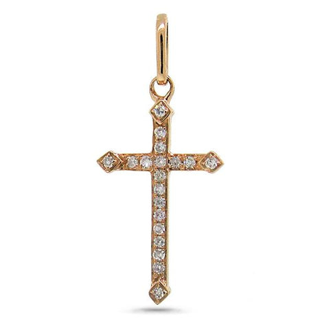 0.07 Ctw 14k Rose Gold Diamond Cross Pendant Necklace With 18 Inch Chain