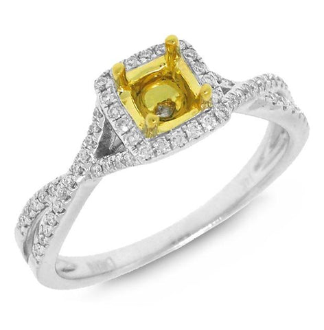 0.18 Ctw 14k Two-tone Gold Diamond Semi-mount Ring