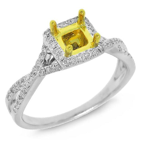 0.30 Ctw 14k Two-tone Gold Diamond Semi-mount Ring