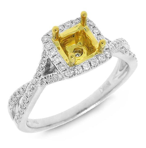 0.27 Ctw 14k Two-tone Gold Diamond Semi-mount Ring