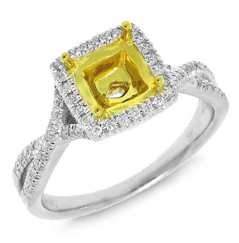0.19 Ctw 14k Two-tone Gold Diamond Semi-mount Ring