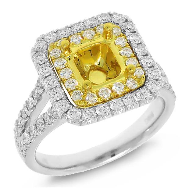 1.01 Ctw 18k Two-tone Gold Diamond Semi-mount Ring