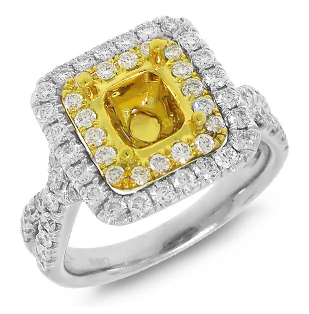 0.98 Ctw 18k Two-tone Gold Diamond Semi-mount Ring