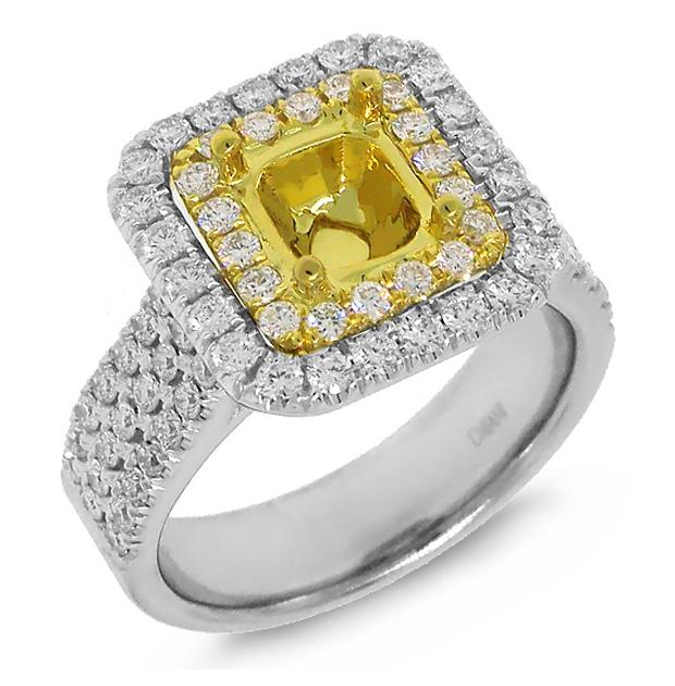 1.08 Ctw 18k Two-tone Gold Diamond Semi-mount Ring