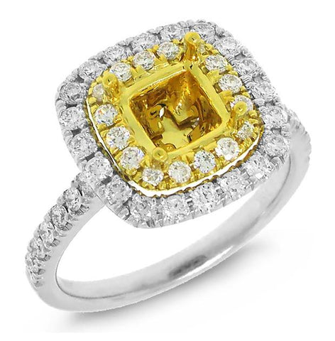 0.73 Ctw 18k Two-tone Gold Diamond Semi-mount Ring