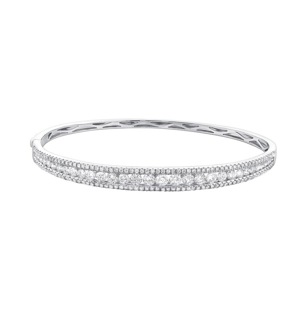 3.15 Ctw 14k White Gold Diamond Bangle Bracelet