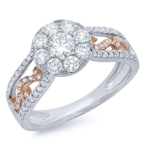 1.07 Ctw 14k Two-tone Rose Gold Diamond Womens Ring