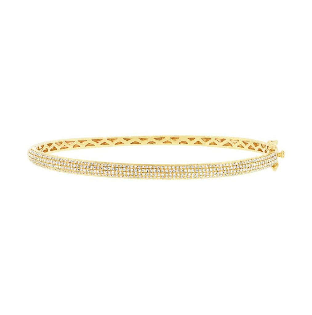 0.85 Ctw 14k Yellow Gold Diamond Pave Bangle Bracelet