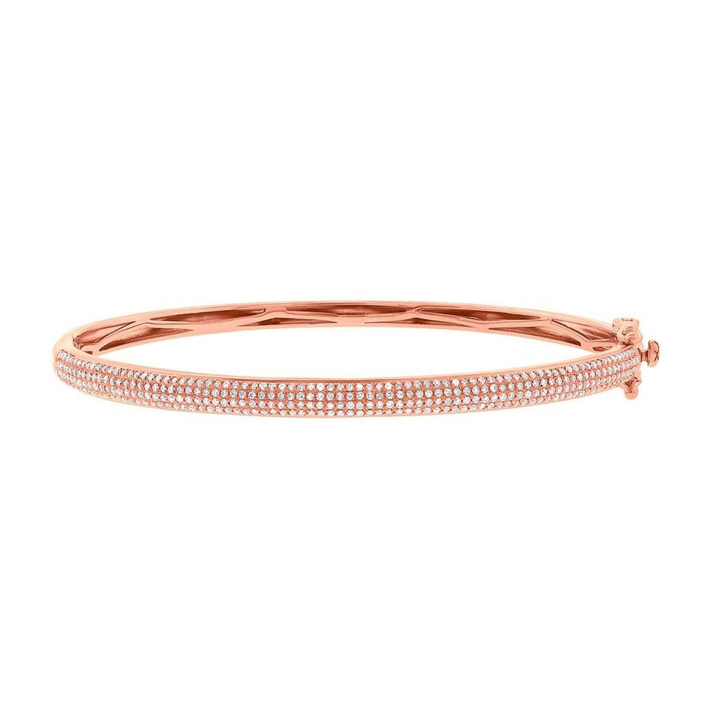 0.71 Ctw 14k Rose Gold Diamond Pave Bangle Bracelet