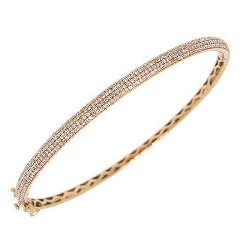 0.85 Ctw 14k Rose Gold Diamond Pave Bangle Bracelet