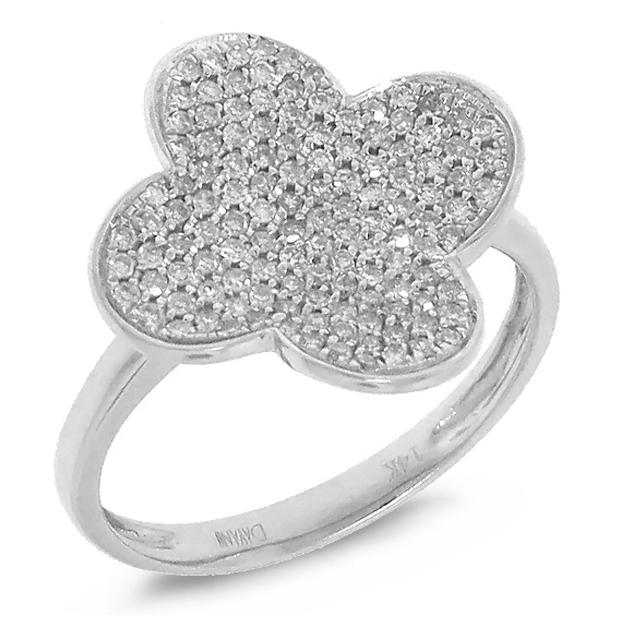 0.43 Ctw 14k White Gold Diamond Pave Clover Ring