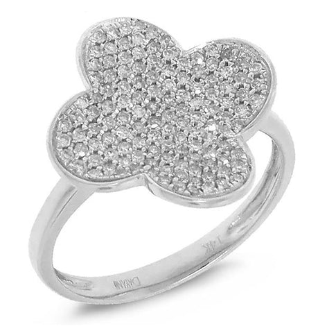 0.43 Ctw 14k White Gold Diamond Pave Clover Ring
