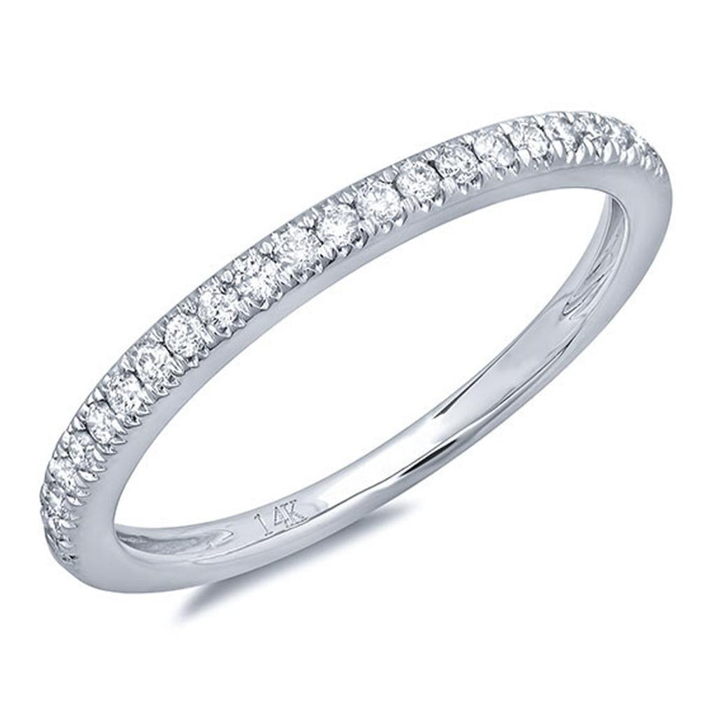 0.19 Ctw 14k White Gold Diamond Womens Band Size 3.5