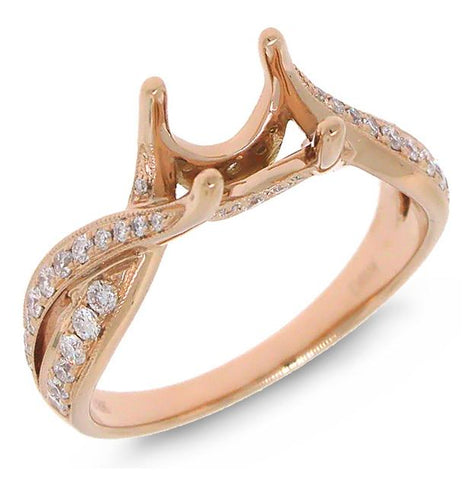0.35 Ctw 18k Rose Gold Diamond Semi-mount Ring