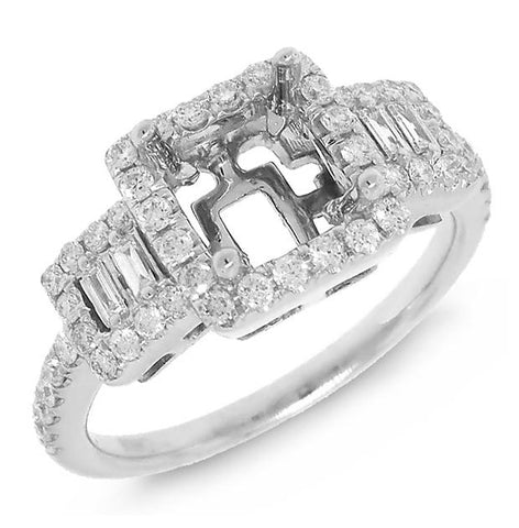 0.58 Ctw 18k White Gold Diamond Semi-mount Ring