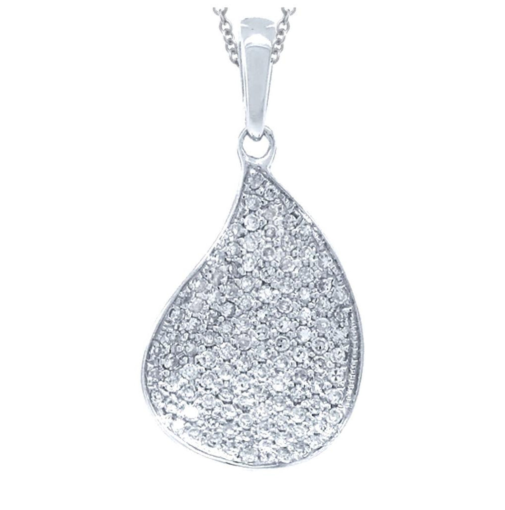 0.36 Ctw 14k White Gold Diamond Pave Pendant Necklace With 18 Inch Chain