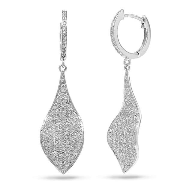 0.89 Ctw 14k White Gold Diamond Pave Earring