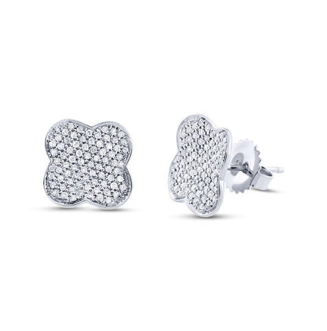 0.53 Ctw 14k White Gold Diamond Pave Clover Earring