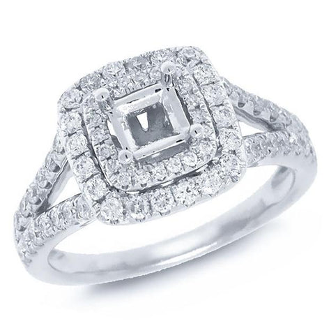 0.64 Ctw 14k White Gold Diamond Semi-mount Ring