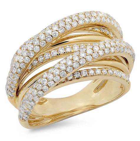 1.75 Ctw 14k Yellow Gold Diamond Bridge Ring Size 9.5