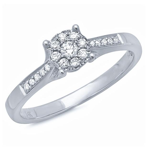 0.17 Ctw 14k White Gold Diamond Womens Ring