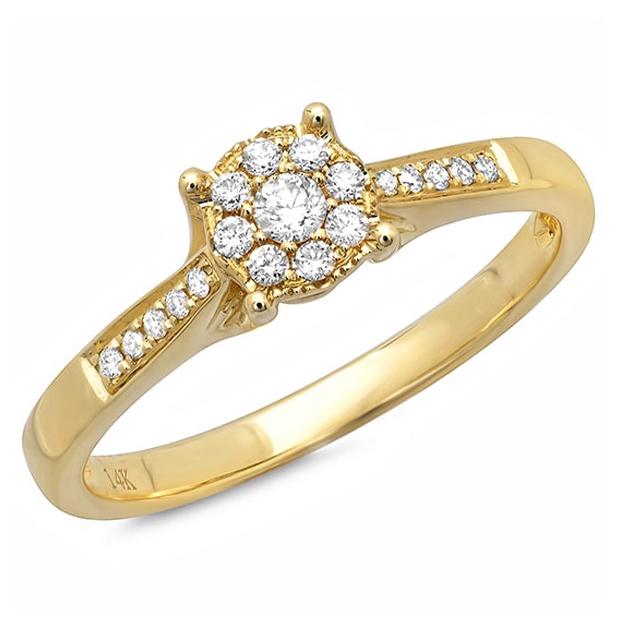 0.17 Ctw 14k Yellow Gold Diamond Womens Ring