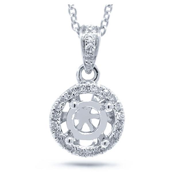 0.07 Ctw 14k White Gold Diamond Semi-mount Pendant Necklace With 18 Inch Chain