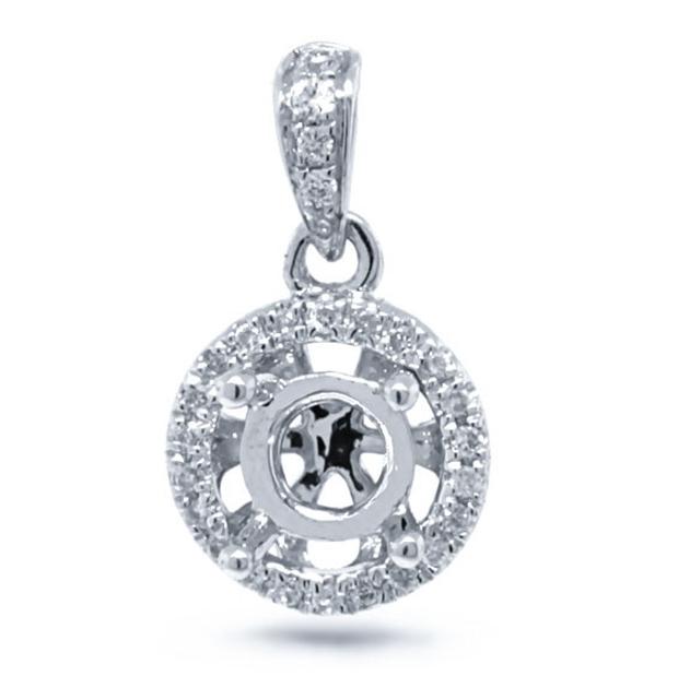 0.07 Ctw 14k White Gold Diamond Semi-mount Pendant Necklace With 18 Inch Chain