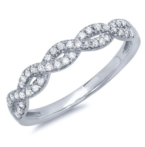 0.22 Ctw 14k White Gold Diamond Womens Ring Size 9