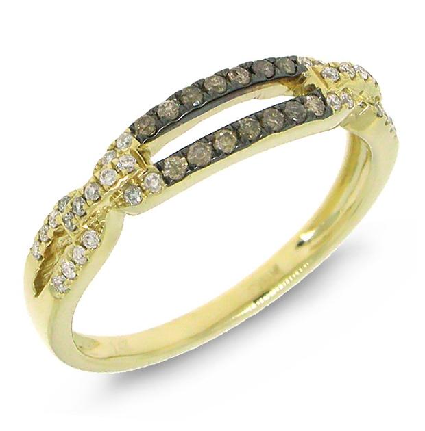 0.23 Ctw 14k Two-tone Gold White And Champagne Diamond Womens Ring