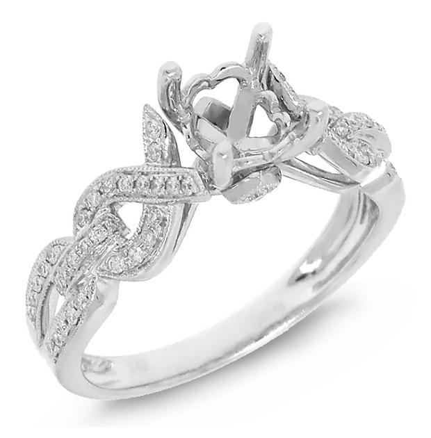 0.20 Ctw 14k White Gold Diamond Semi-mount Ring