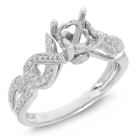 0.20 Ctw 14k White Gold Diamond Semi-mount Ring