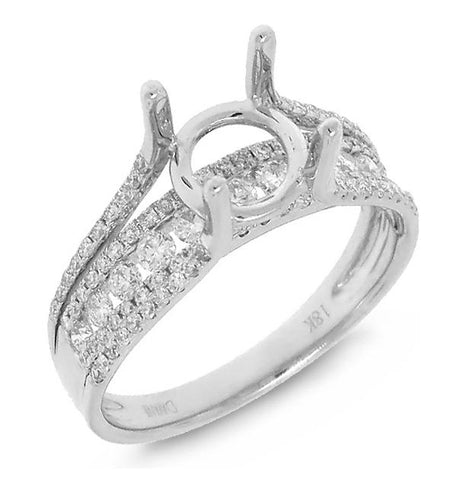 0.60 Ctw 18k White Gold Diamond Semi-mount Ring