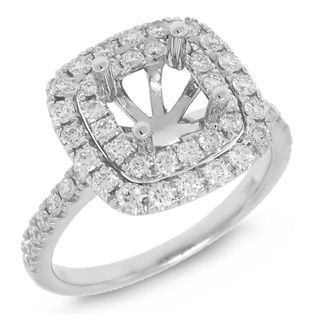 0.73 Ctw 18k White Gold Diamond Semi-mount Ring