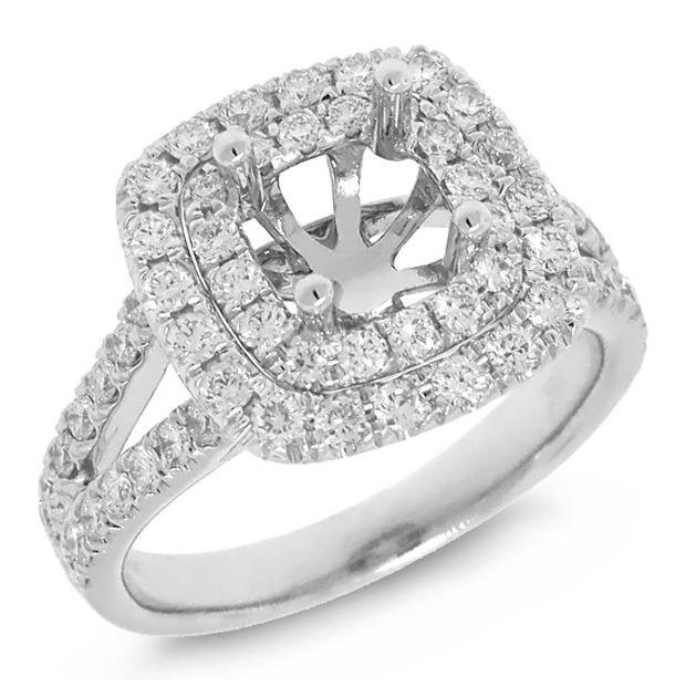 0.91 Ctw 18k White Gold Diamond Semi-mount Ring