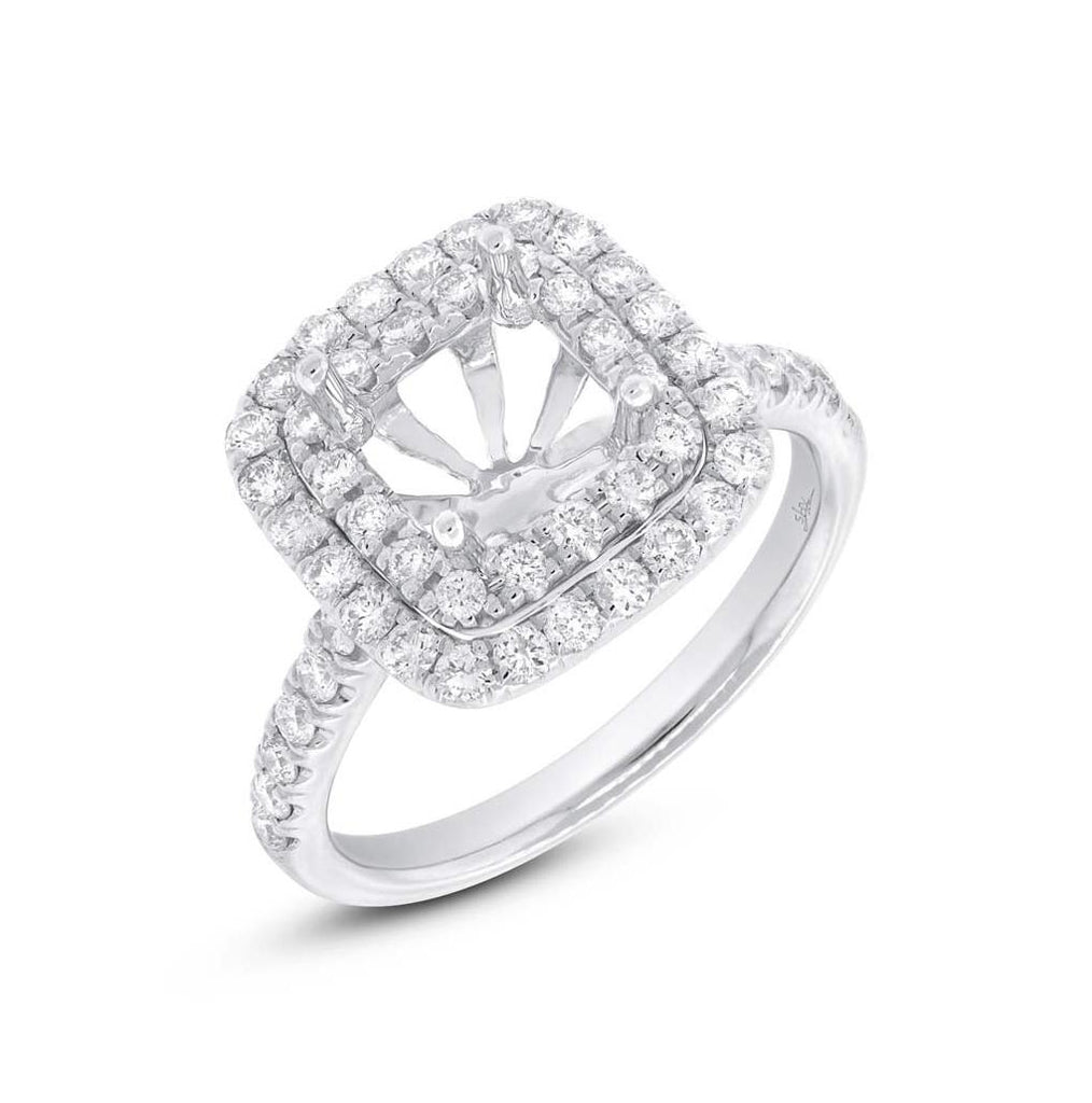 0.82 Ctw 14k White Gold Diamond Semi-mount Ring For 6x6mm Center